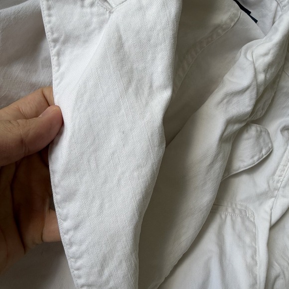 Vintage 2000's Ralph Lauren Cotton Blazer Cropped Jacket Sz 6 White Wide Lapel - Picture 7 of 12